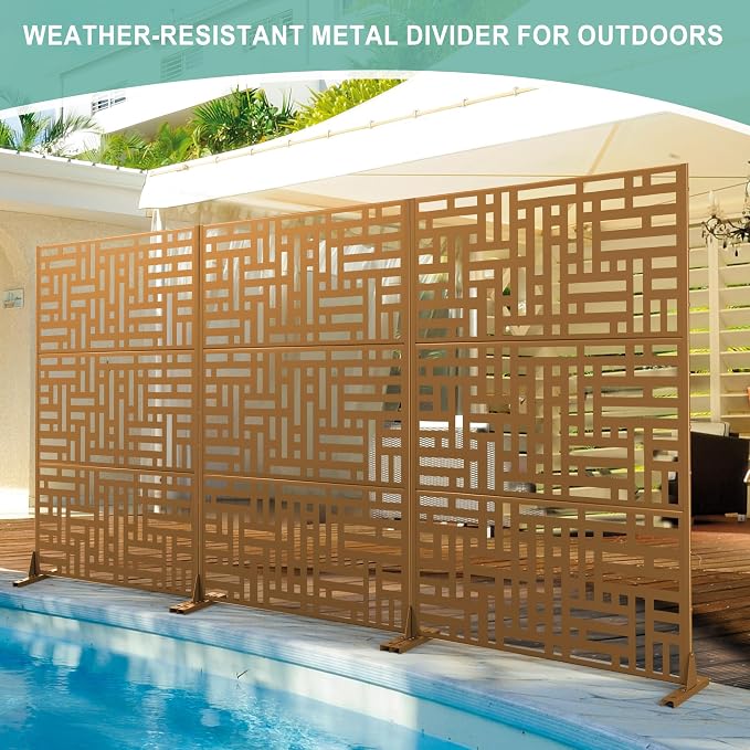 Metal Privacy Screen for Outdoor & Indoor Use, Free Standing Privacy Screen for - Image 5