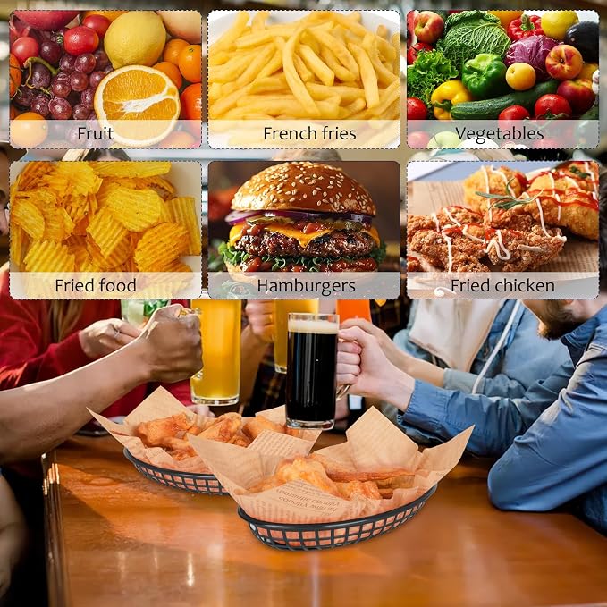 20 Pack Plastic Fast Food Baskets, 8.8" × 5.5" Small Oval Restaurant Serving - Image 9