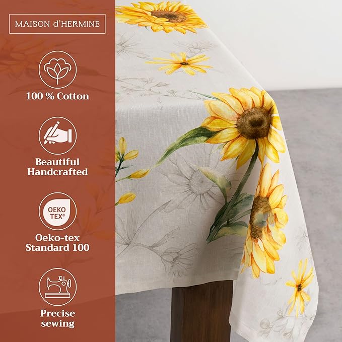 Maison d' Hermine Table Cloth Rectangle Table 100% Cotton 60 x 90 Inches - Image 2
