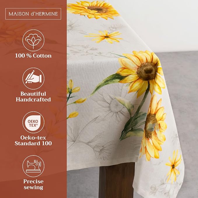 Maison d' Hermine Table Cloth Square Table 100% Cotton 60 x 60 Inches - Image 2