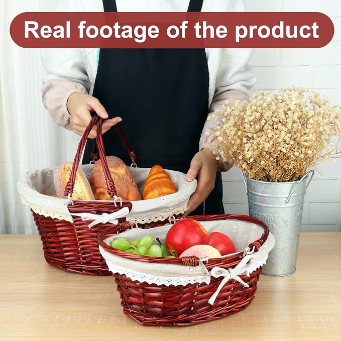 2 Pack Brown Wicker Basket - Image 5