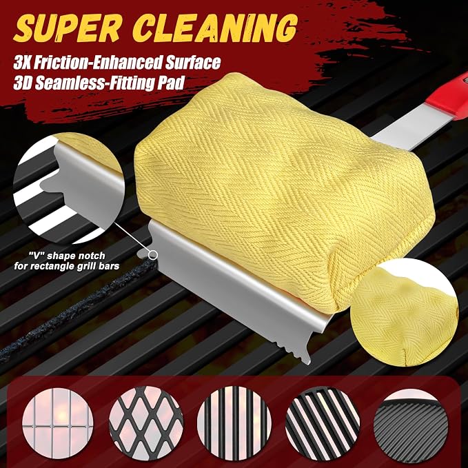 Grill Brush Bristle Free with 2 Cleaning Brush Heads, Cleaning with Steam - Image 4