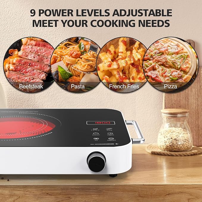Electric Cooktop 110v, Portable Electric Stove 1800W Infrared Hot Plate - Image 7