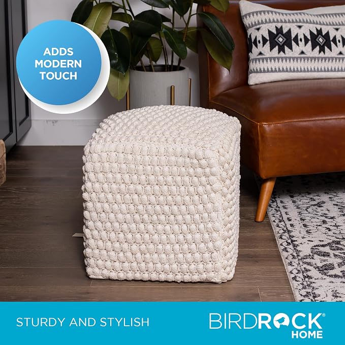 BIRDROCK HOME Bud Pouf Foot Stool Ottoman - Image 4