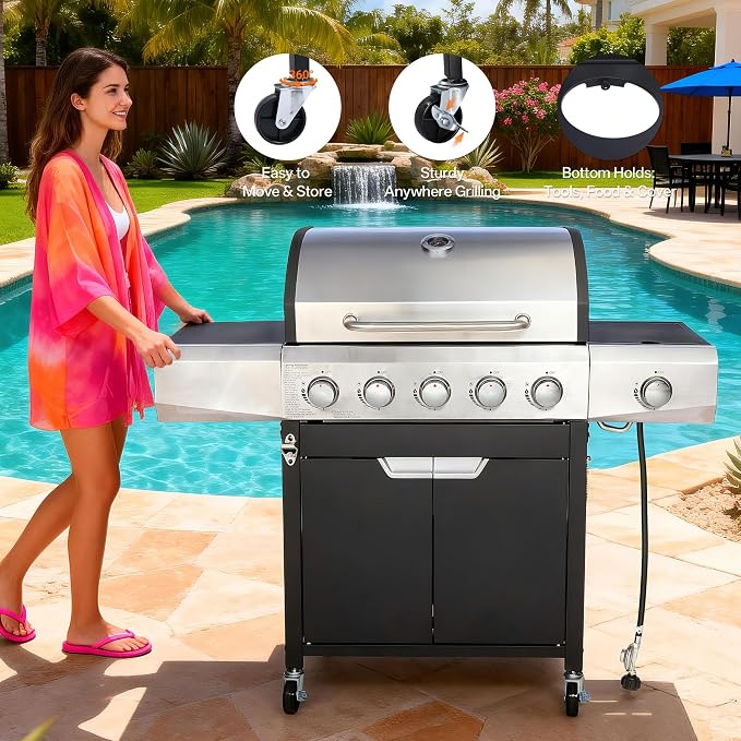 Endark Upgraded 58, 500 BTU 5-Burner Stainless Steel Propane Gas Grill – - Image 4