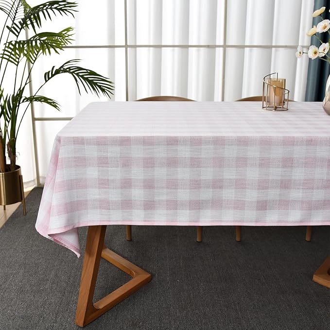 Gingham Table Cloth for Rectangle Tables Pink Checkered Plaid Tablecloth Heavy by Yofori