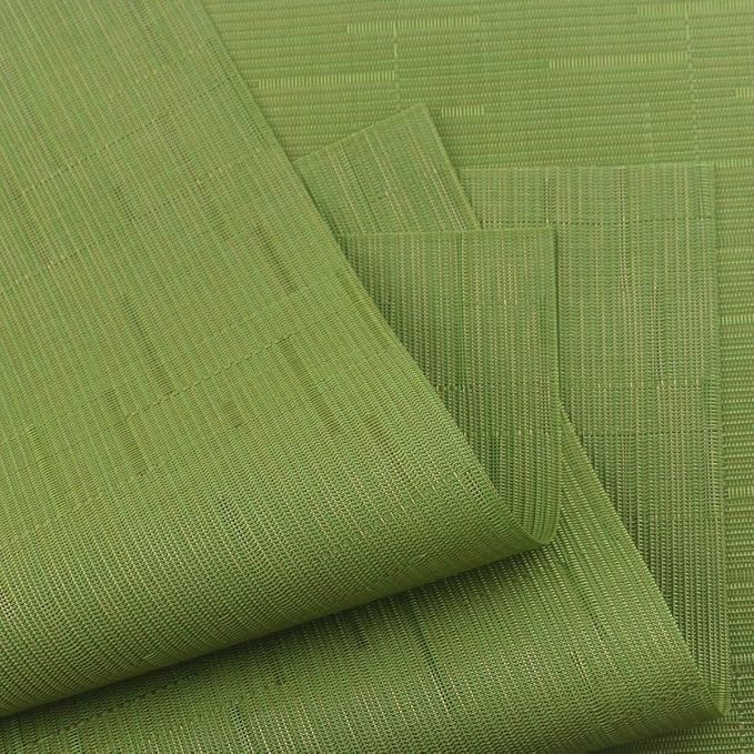 Gugrida Placemats Set of 6 Plaid Checkered Green PVC Placemat - Image 4