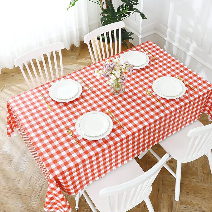 Romanstile Rectangle Vinyl Tablecloth, 100% Waterproof Buffalo Gingham Plastic - Image 5
