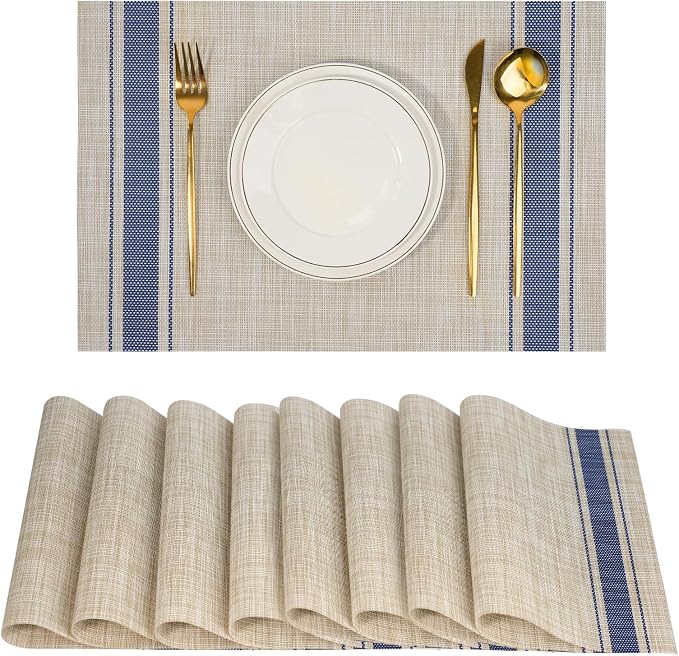 Placemats Set of 8，Non-Slip PVC Weave Table Mats Easy to Clean，Heat Resistant by flohar