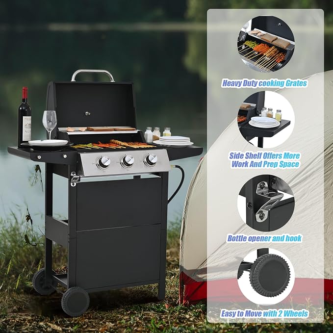 Endark Propane Gas Grill 3-Burner, 000 BTU Stainless BBQ Grill - Image 6