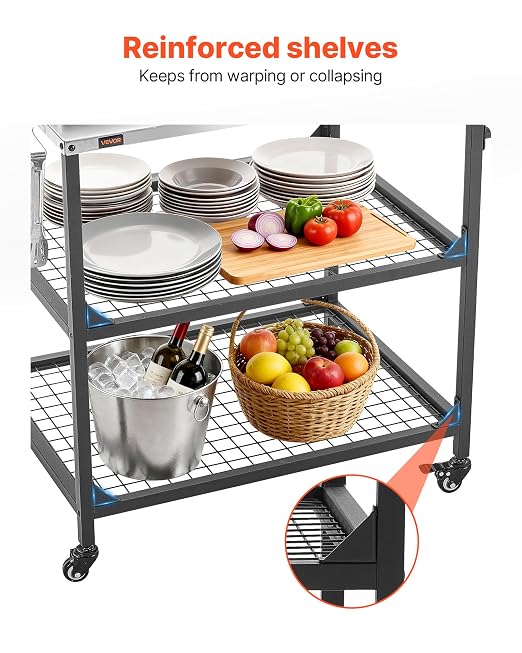 VEVOR Outdoor Grill Cart, 31.5 x 24.0 inch Stainless Steel Tabletop Size - Image 5
