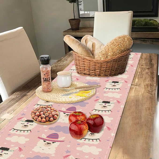 Cute Funny Llama Alpaca Table Runners 70 inches Long Table Runner Elegant Linen - Image 4