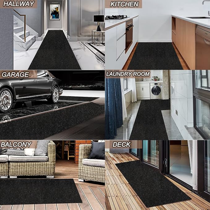3' x 34' Runner Rugs with Rubber Backing, Indoor Outdoor Utility Carpet Runner - Image 7