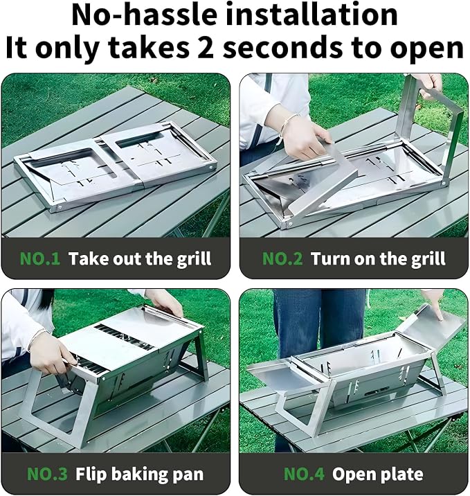 Stainless Steel Grill for Home Indoor Outdoor Camping Charcoal Convenient - Image 3