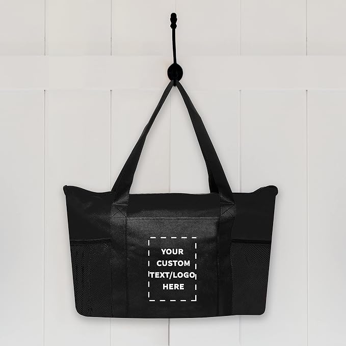 DISCOUNT PROMOS 50 Zippered Non-Woven Tote Bags Set - Image 6
