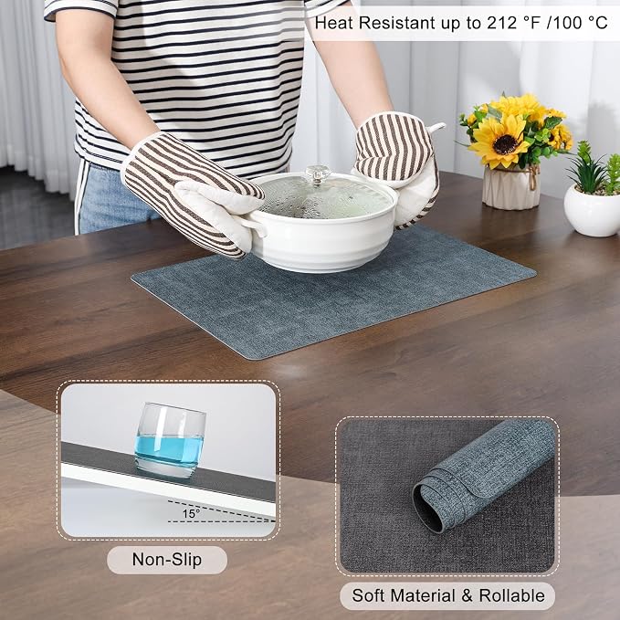 Myir JUN Dual Sided Faux Leather Placemats Set of 4 - Image 5