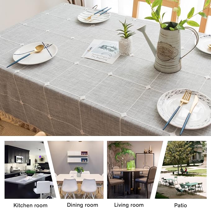Pahajim Rustic Linen Tablecloth Cotton Rectangle Table Cloth - Image 3