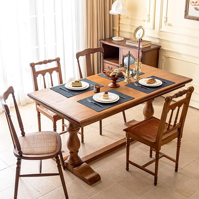 KXN Placemats Set of 8, Dual-Layer Thickened Faux Linen Table Mats, Heat - Image 2