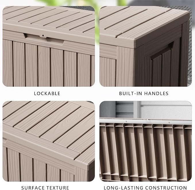 80 Gallon Waterproof Resin Deck Box, UV Resistant Outdoor Storage - Image 5