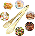 Serving Tongs, 11 Inch Gold Stainless Steel with Ergonomic Grip