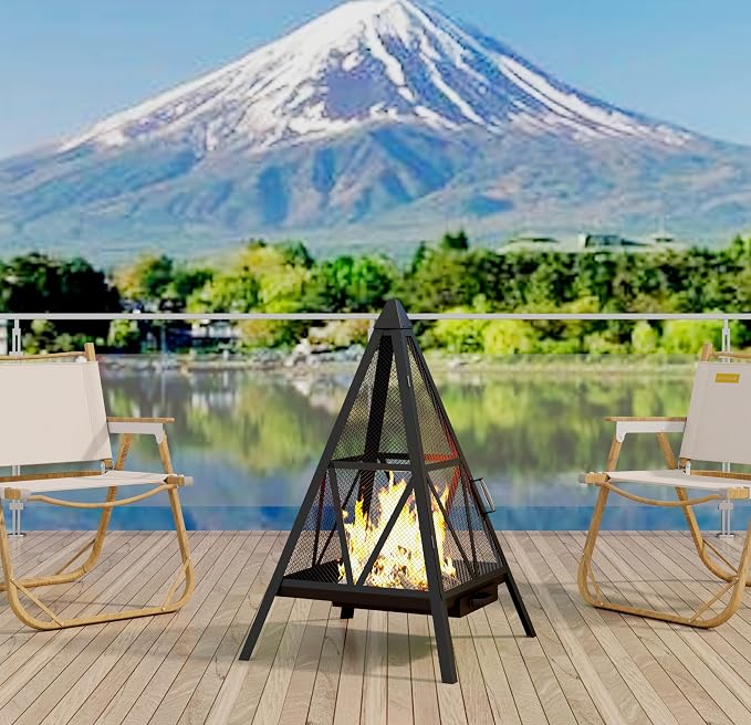 Kingson Pyramid Fire Pit, Heavy-Duty Steel Smokeless Wood Burning Fire Bowl - Image 6