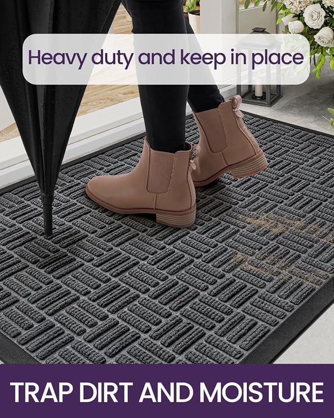 DEXI Front Door Mat Outside Entrance, 4x6 ft Large Rubber Entry Doormat Heavy - Image 5