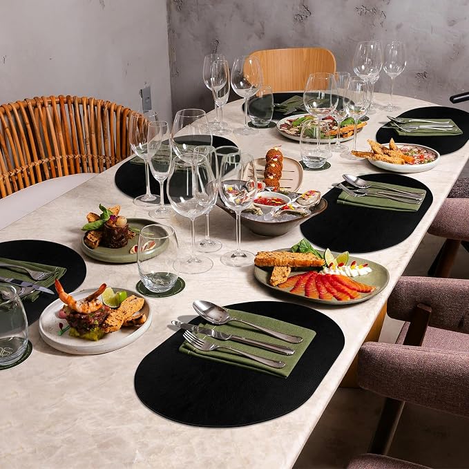 ADRIMER Placemats, Heat Resistant Oval Placemats Set of 4 Washable 12 x 17 Inch - Image 7