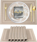 BETEAM Placemats Set of 8, Woven Vinyl Placemat by BETEAM