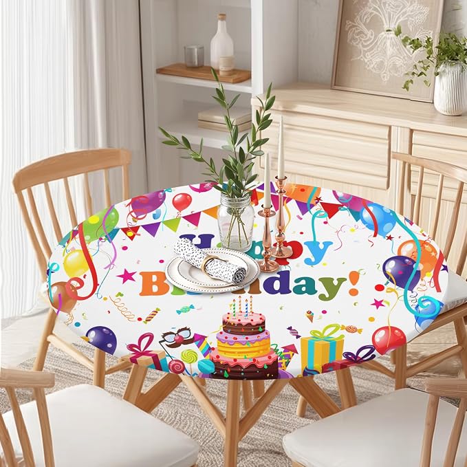 Birthday Round Fitted Tablecloth - Image 9
