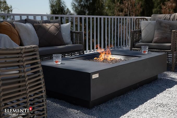 Elementi+ | Cannes Gas Fire Pit Cast Concrete 60" Rectangular Fire Table - Image 7
