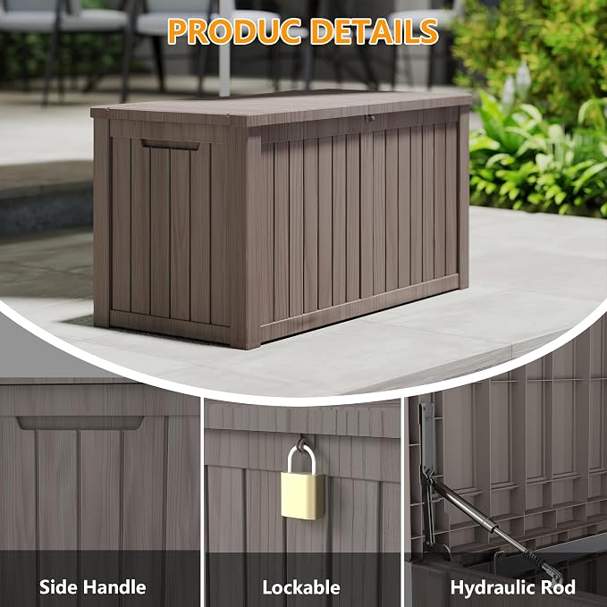 270 Gallon Outdoor Storage Box Waterproof, Resin Deck Boxes - Image 3