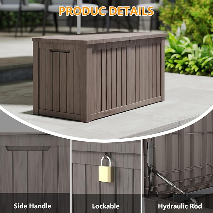 150 Gallon Outdoor Storage Box Waterproof, Resin Deck Boxes - Image 3