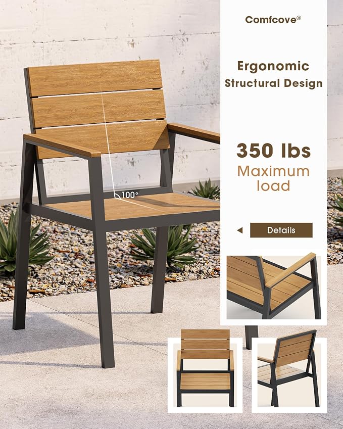 Outdoor Patio Dining Sets, Aluminum&HDPS 5 Piece Dining Table Set - Image 6
