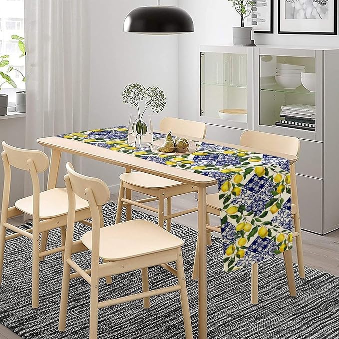Lemon Fruit Nature Table Runner Farmhouse Talavera Ethnic Folk Rustic - Image 5