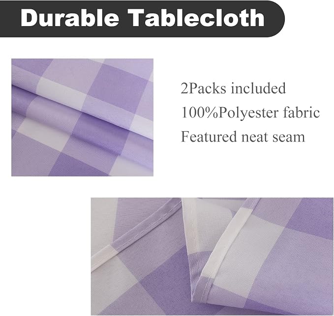 2 Pack Waterproof Polyester Fabic Rectangle Checkered Tablecloth，60x84 Outdoor - Image 2
