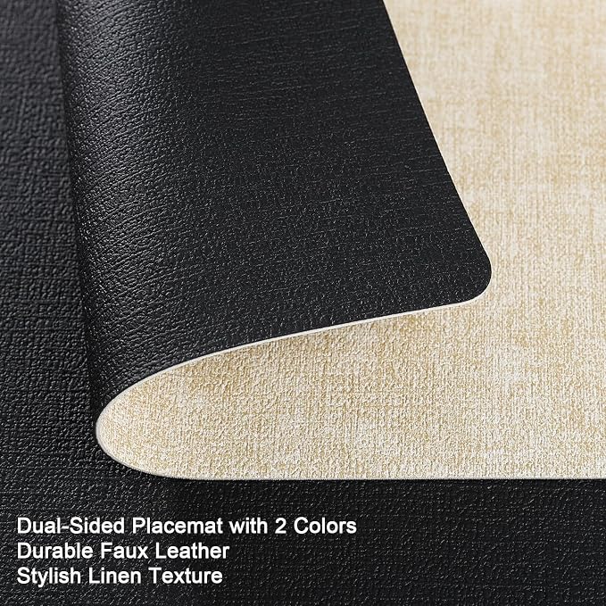 Myir JUN Dual Sided Placemats, Faux Leather Set of 4 - Image 2