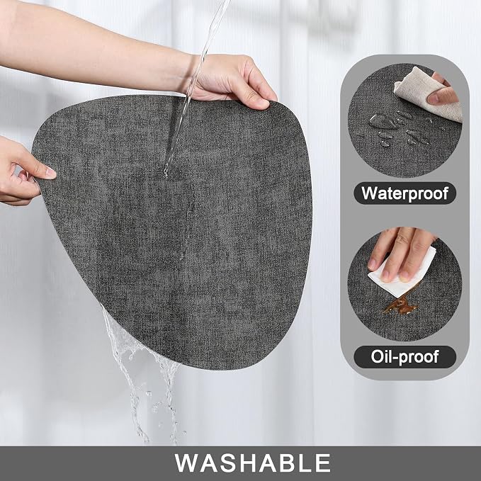 Placemats and Coasters, Washable Reversible Placemats Round Faux Leather - Image 4