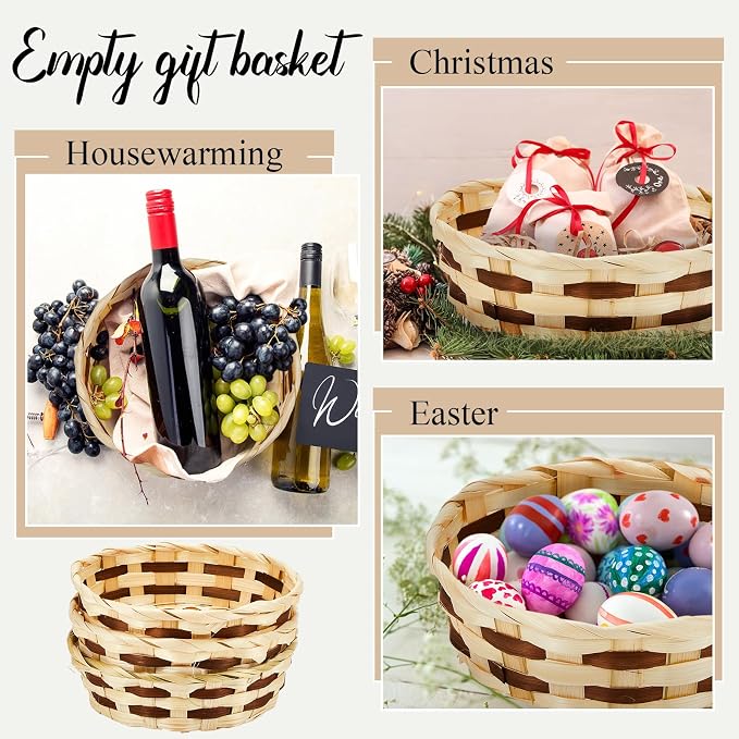 Sintuff 60 Pcs Small Woven Basket Round Bamboo Gift Baskets 6. 5 x 2 Inches - Image 7