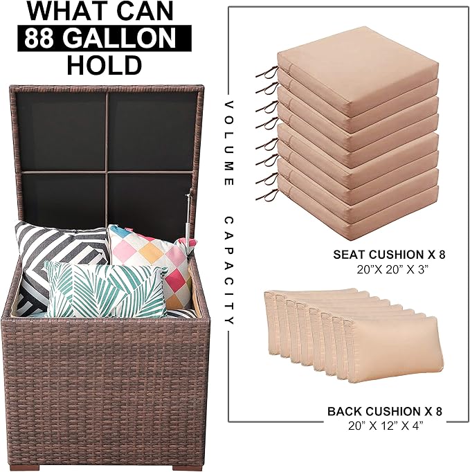 Super Patio Wicker Outdoor Patio Storage Box Waterproof, Rattan Storage Bin - Image 2