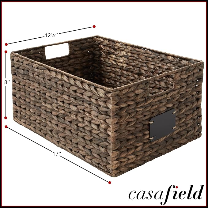 Casafield Set of 2 Water Hyacinth Pantry Baskets, 12-1/2" x 17" x 8", - Image 7