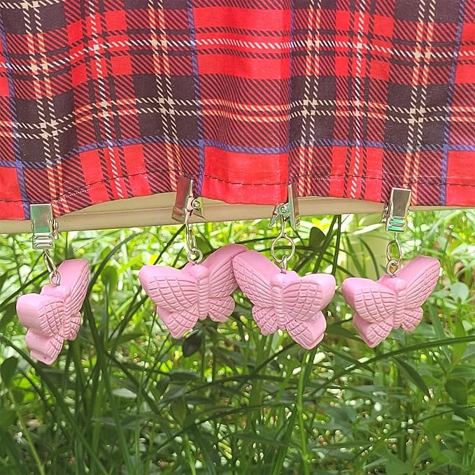 TwoFish Home Set of 4 Pink Butterfly Tablecloth Weights Clips Pink Butterfly - Image 6