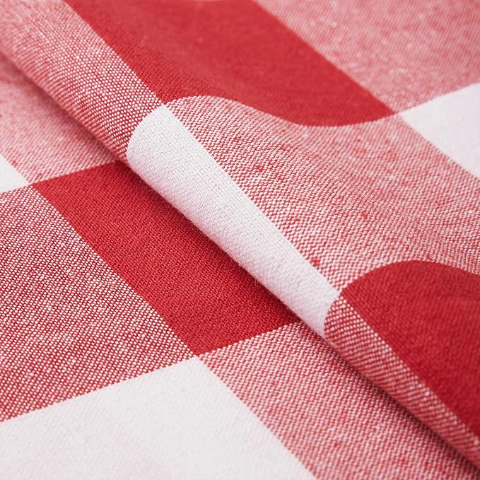 Encasa XO Cotton Dining Table Runner | Buffalo Red Checks | Size 13x91 in - Image 5