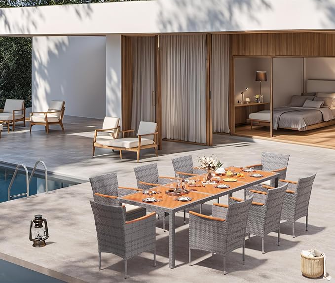 Devoko Outdoor Patio Dining Sets 9 Pieces Wicker Outdoor Dining Table and - Image 3