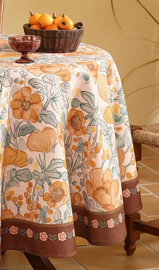 Vintage Small Round Tablecloth, Italian Linen Farmhouse Soft and Wrinkle - Image 8