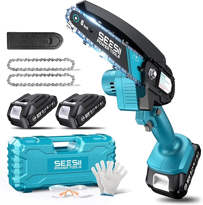 Seesii Mini Chainsaw, 6-inch Mini Chainsaw Cordless, Handheld Electric Power by Seesii