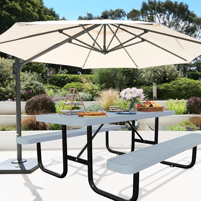 72'' Rectangular Steel Picnic Table - Image 3