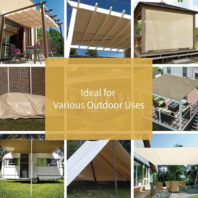 GUARD SHIELD Beige Tarp Heavy Duty Waterproof 12x24 Feet Outdoor Poly Tarps - Image 6