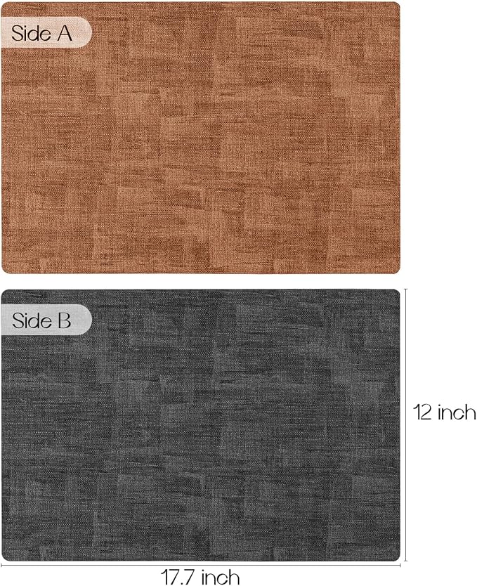 Romanstile Reversible Vinyl Placemats Set of 4, Faux Leather 100% Waterproof - Image 2