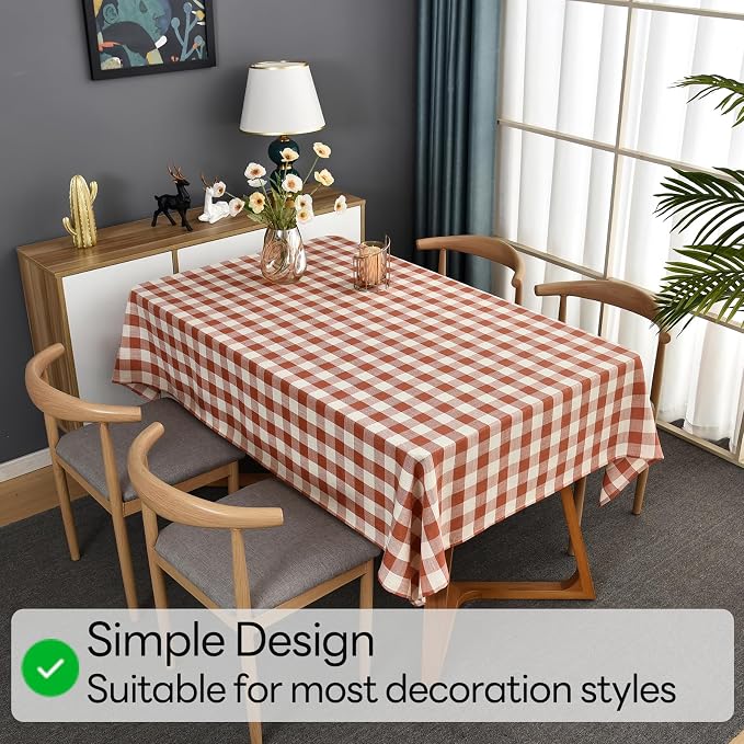 Gingham Table Cloth for Rectangle Tables Orange Checkered Plaid Tablecloth - Image 6