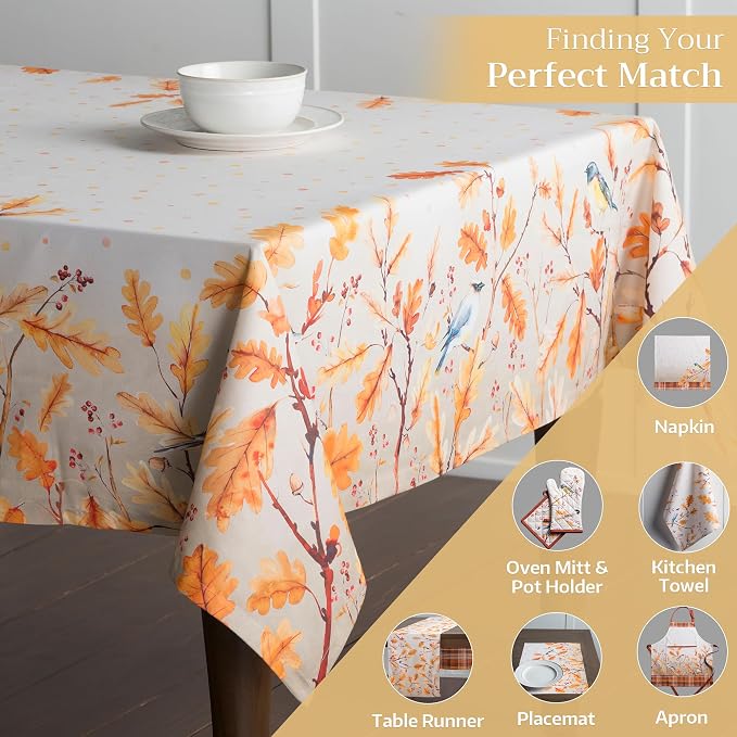 Maison d' Hermine Table Cloth Rectangle Table 100% Cotton 70 x 108 Inches Fall - Image 5